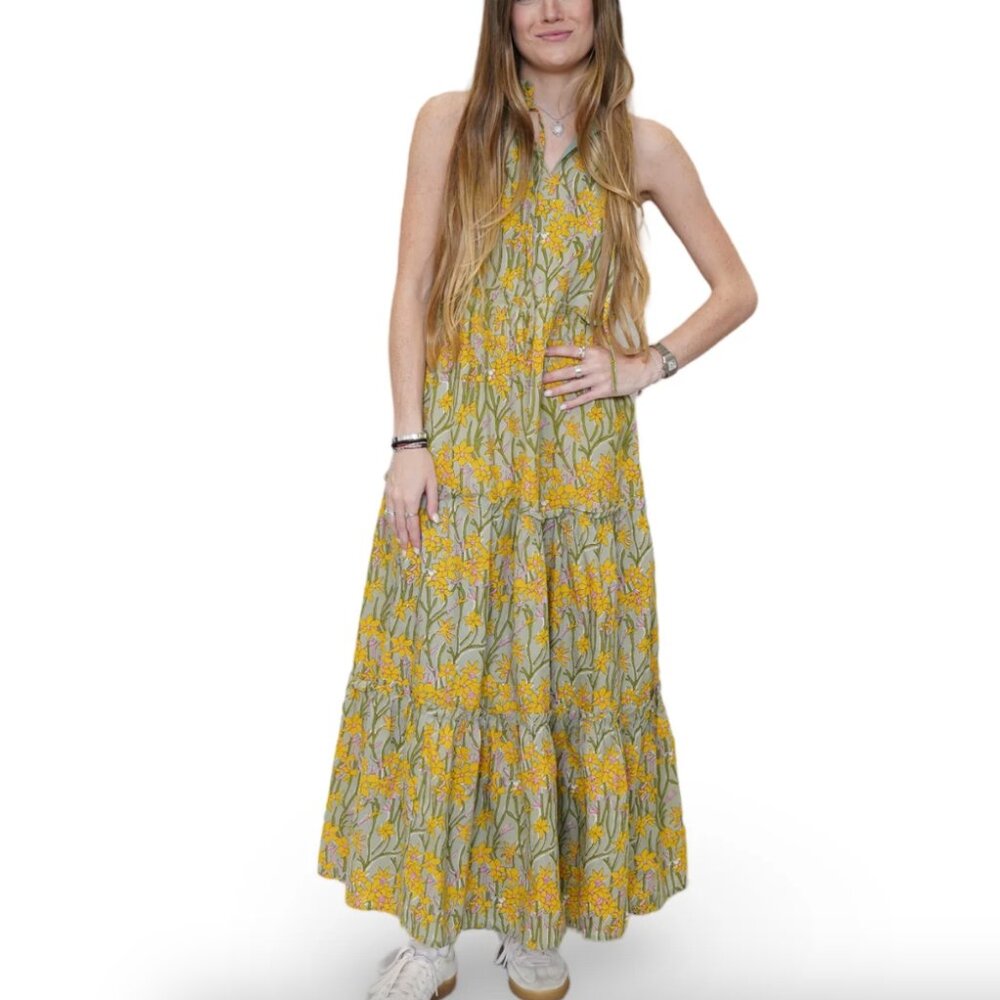 Sur La Vague Ruffle Maxi Dress